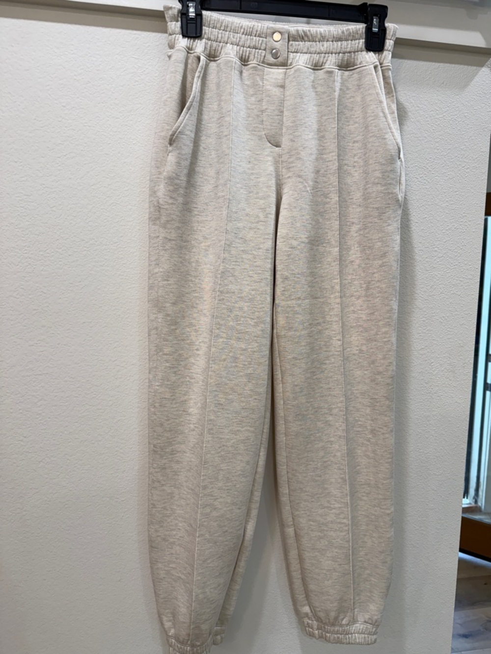 SPANX Cream Track Joggers with Front Seam
